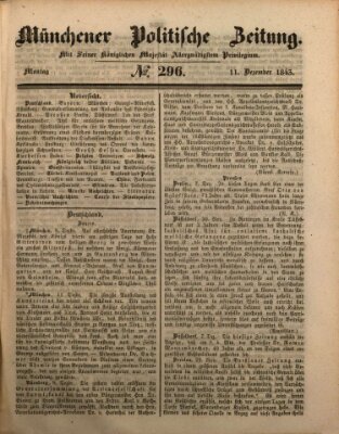 Münchener politische Zeitung (Süddeutsche Presse) Montag 11. Dezember 1843