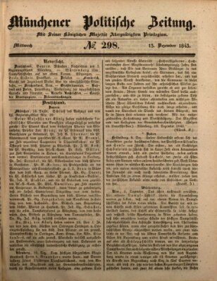 Münchener politische Zeitung (Süddeutsche Presse) Mittwoch 13. Dezember 1843