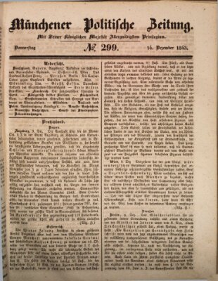 Münchener politische Zeitung (Süddeutsche Presse) Donnerstag 14. Dezember 1843