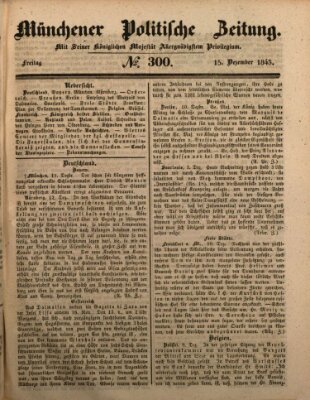 Münchener politische Zeitung (Süddeutsche Presse) Freitag 15. Dezember 1843