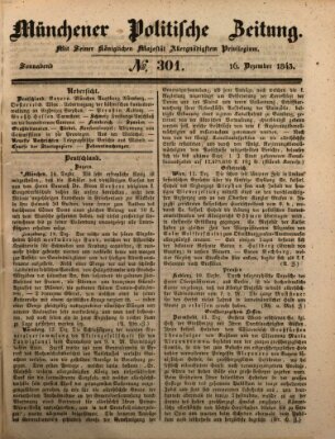 Münchener politische Zeitung (Süddeutsche Presse) Samstag 16. Dezember 1843