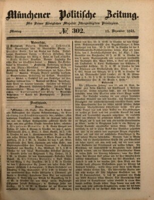 Münchener politische Zeitung (Süddeutsche Presse) Montag 18. Dezember 1843