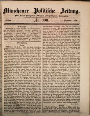 Münchener politische Zeitung (Süddeutsche Presse) Freitag 22. Dezember 1843