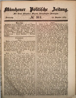 Münchener politische Zeitung (Süddeutsche Presse) Donnerstag 28. Dezember 1843