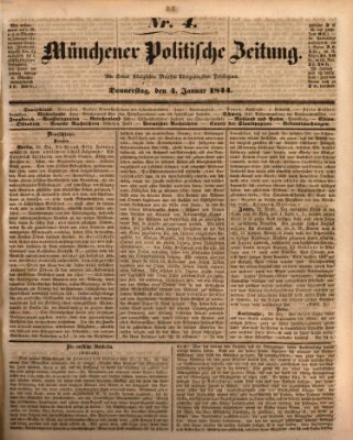 Münchener politische Zeitung (Süddeutsche Presse) Donnerstag 4. Januar 1844