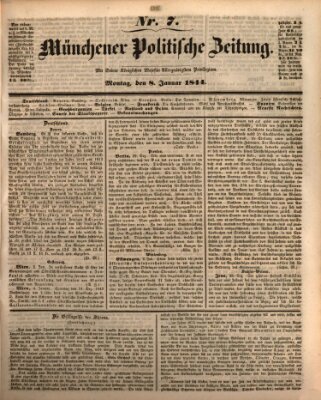 Münchener politische Zeitung (Süddeutsche Presse) Montag 8. Januar 1844