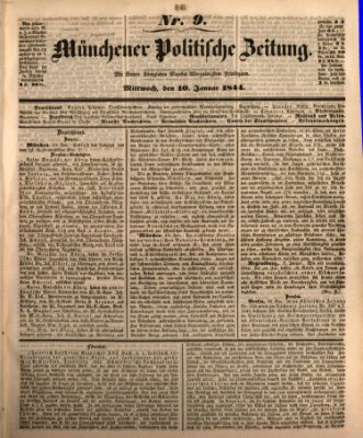 Münchener politische Zeitung (Süddeutsche Presse) Mittwoch 10. Januar 1844