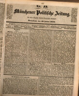 Münchener politische Zeitung (Süddeutsche Presse) Samstag 13. Januar 1844