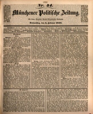 Münchener politische Zeitung (Süddeutsche Presse) Donnerstag 8. Februar 1844