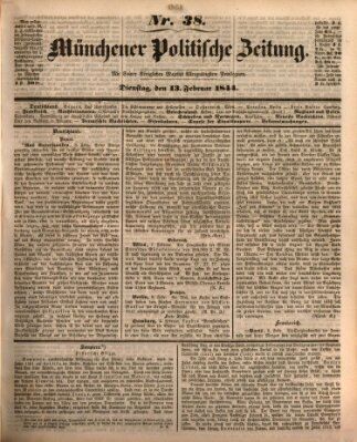 Münchener politische Zeitung (Süddeutsche Presse) Dienstag 13. Februar 1844