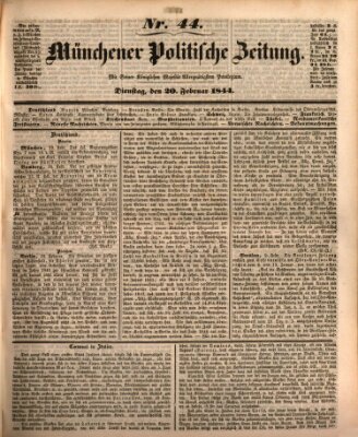 Münchener politische Zeitung (Süddeutsche Presse) Dienstag 20. Februar 1844