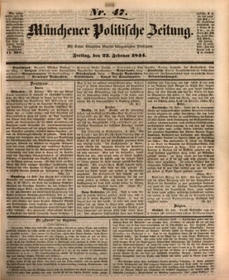 Münchener politische Zeitung (Süddeutsche Presse) Freitag 23. Februar 1844