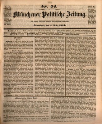 Münchener politische Zeitung (Süddeutsche Presse) Samstag 2. März 1844