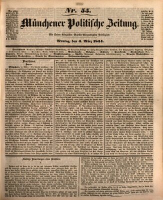 Münchener politische Zeitung (Süddeutsche Presse) Montag 4. März 1844