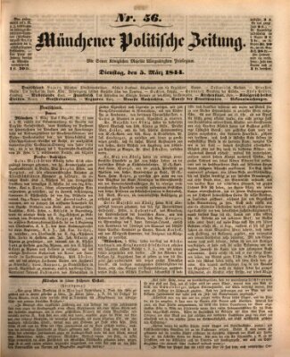 Münchener politische Zeitung (Süddeutsche Presse) Dienstag 5. März 1844