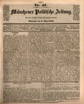 Münchener politische Zeitung (Süddeutsche Presse) Mittwoch 6. März 1844
