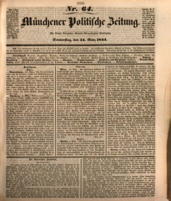 Münchener politische Zeitung (Süddeutsche Presse) Donnerstag 14. März 1844