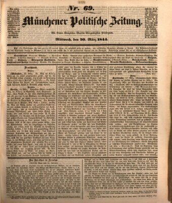 Münchener politische Zeitung (Süddeutsche Presse) Mittwoch 20. März 1844