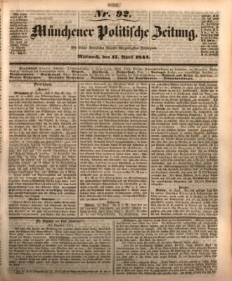 Münchener politische Zeitung (Süddeutsche Presse) Mittwoch 17. April 1844