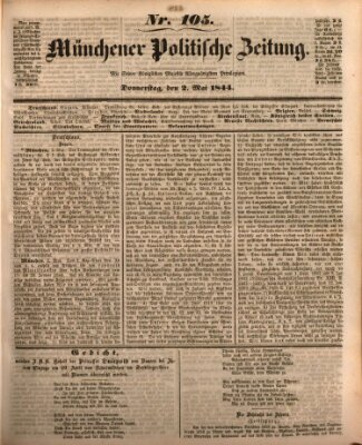 Münchener politische Zeitung (Süddeutsche Presse) Donnerstag 2. Mai 1844