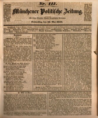 Münchener politische Zeitung (Süddeutsche Presse) Donnerstag 16. Mai 1844