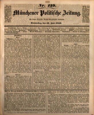 Münchener politische Zeitung (Süddeutsche Presse) Donnerstag 13. Juni 1844