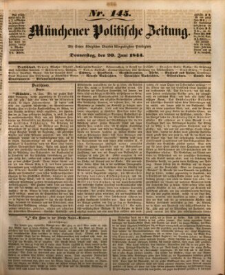 Münchener politische Zeitung (Süddeutsche Presse) Donnerstag 20. Juni 1844