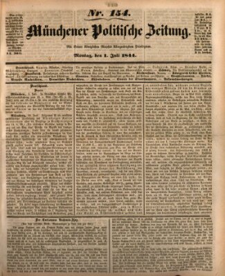 Münchener politische Zeitung (Süddeutsche Presse) Montag 1. Juli 1844