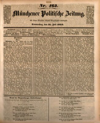 Münchener politische Zeitung (Süddeutsche Presse) Donnerstag 11. Juli 1844