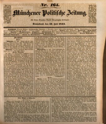 Münchener politische Zeitung (Süddeutsche Presse) Samstag 13. Juli 1844