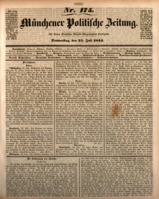 Münchener politische Zeitung (Süddeutsche Presse) Donnerstag 25. Juli 1844