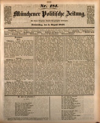 Münchener politische Zeitung (Süddeutsche Presse) Donnerstag 1. August 1844