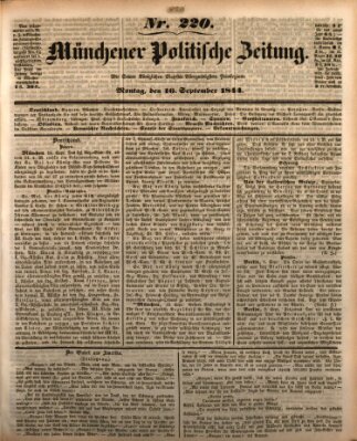 Münchener politische Zeitung (Süddeutsche Presse) Montag 16. September 1844