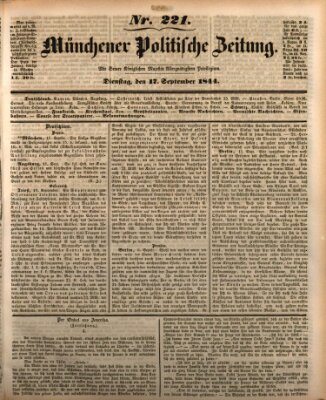 Münchener politische Zeitung (Süddeutsche Presse) Dienstag 17. September 1844