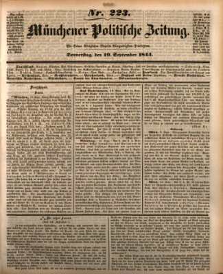 Münchener politische Zeitung (Süddeutsche Presse) Donnerstag 19. September 1844