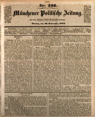 Münchener politische Zeitung (Süddeutsche Presse) Montag 23. September 1844