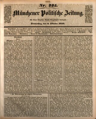 Münchener politische Zeitung (Süddeutsche Presse) Donnerstag 3. Oktober 1844