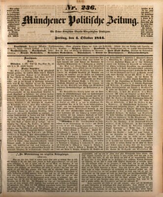 Münchener politische Zeitung (Süddeutsche Presse) Freitag 4. Oktober 1844