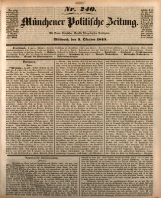 Münchener politische Zeitung (Süddeutsche Presse) Mittwoch 9. Oktober 1844