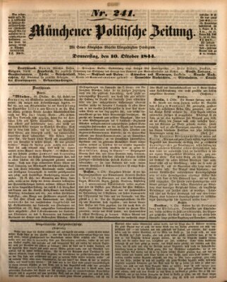 Münchener politische Zeitung (Süddeutsche Presse) Donnerstag 10. Oktober 1844