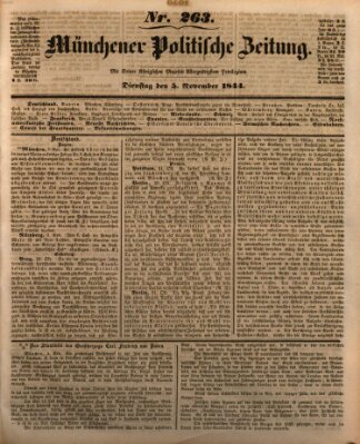 Münchener politische Zeitung (Süddeutsche Presse) Dienstag 5. November 1844