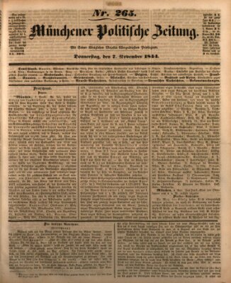 Münchener politische Zeitung (Süddeutsche Presse) Donnerstag 7. November 1844