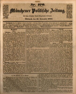 Münchener politische Zeitung (Süddeutsche Presse) Mittwoch 13. November 1844