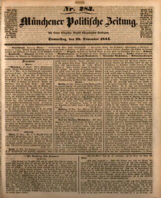 Münchener politische Zeitung (Süddeutsche Presse) Donnerstag 28. November 1844