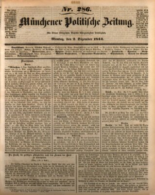 Münchener politische Zeitung (Süddeutsche Presse) Montag 2. Dezember 1844