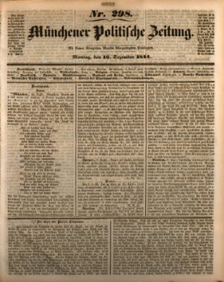 Münchener politische Zeitung (Süddeutsche Presse) Montag 16. Dezember 1844