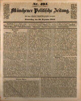 Münchener politische Zeitung (Süddeutsche Presse) Donnerstag 19. Dezember 1844