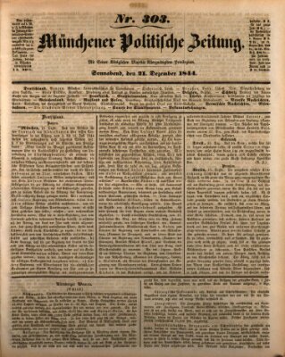 Münchener politische Zeitung (Süddeutsche Presse) Samstag 21. Dezember 1844