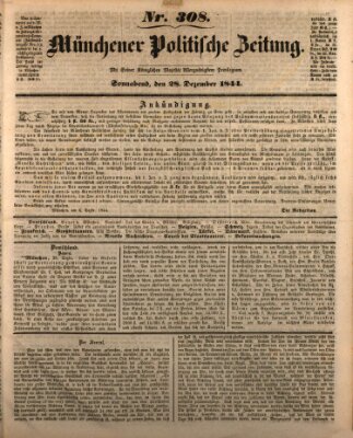 Münchener politische Zeitung (Süddeutsche Presse) Samstag 28. Dezember 1844