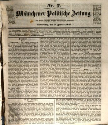 Münchener politische Zeitung (Süddeutsche Presse) Donnerstag 2. Januar 1845